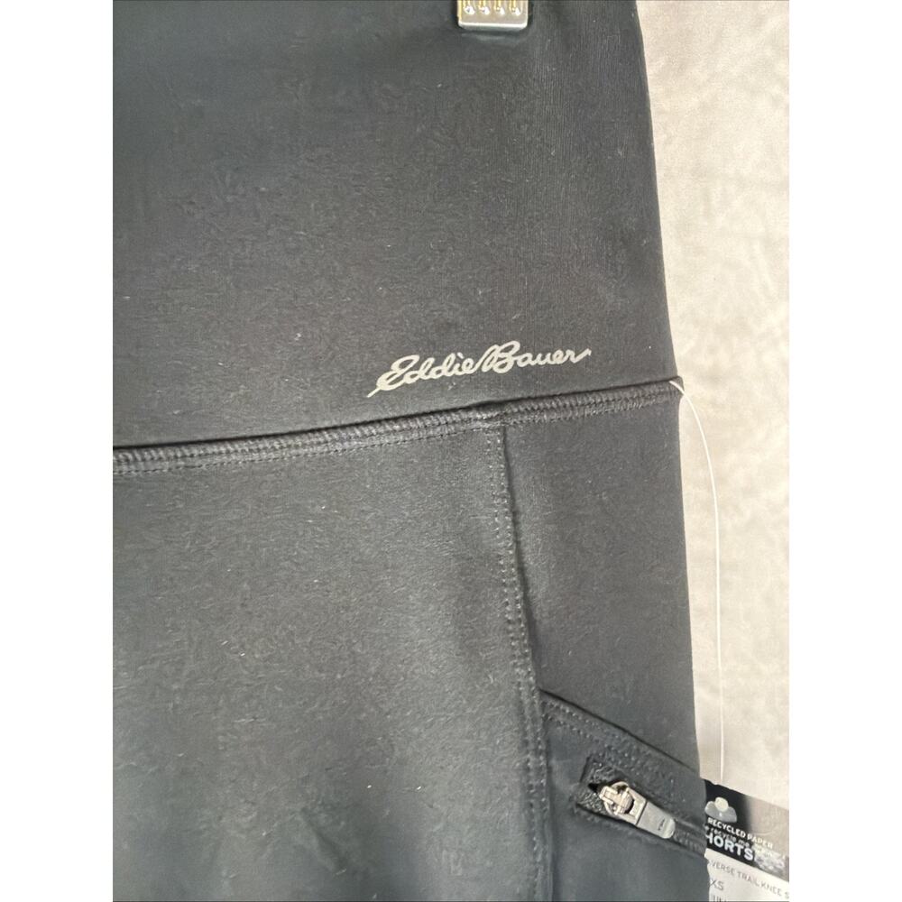 Eddie Bauer Traverse Trail Knee Shorts Black XS High Rise Compression Hiking NWT - Picture 3 of 9